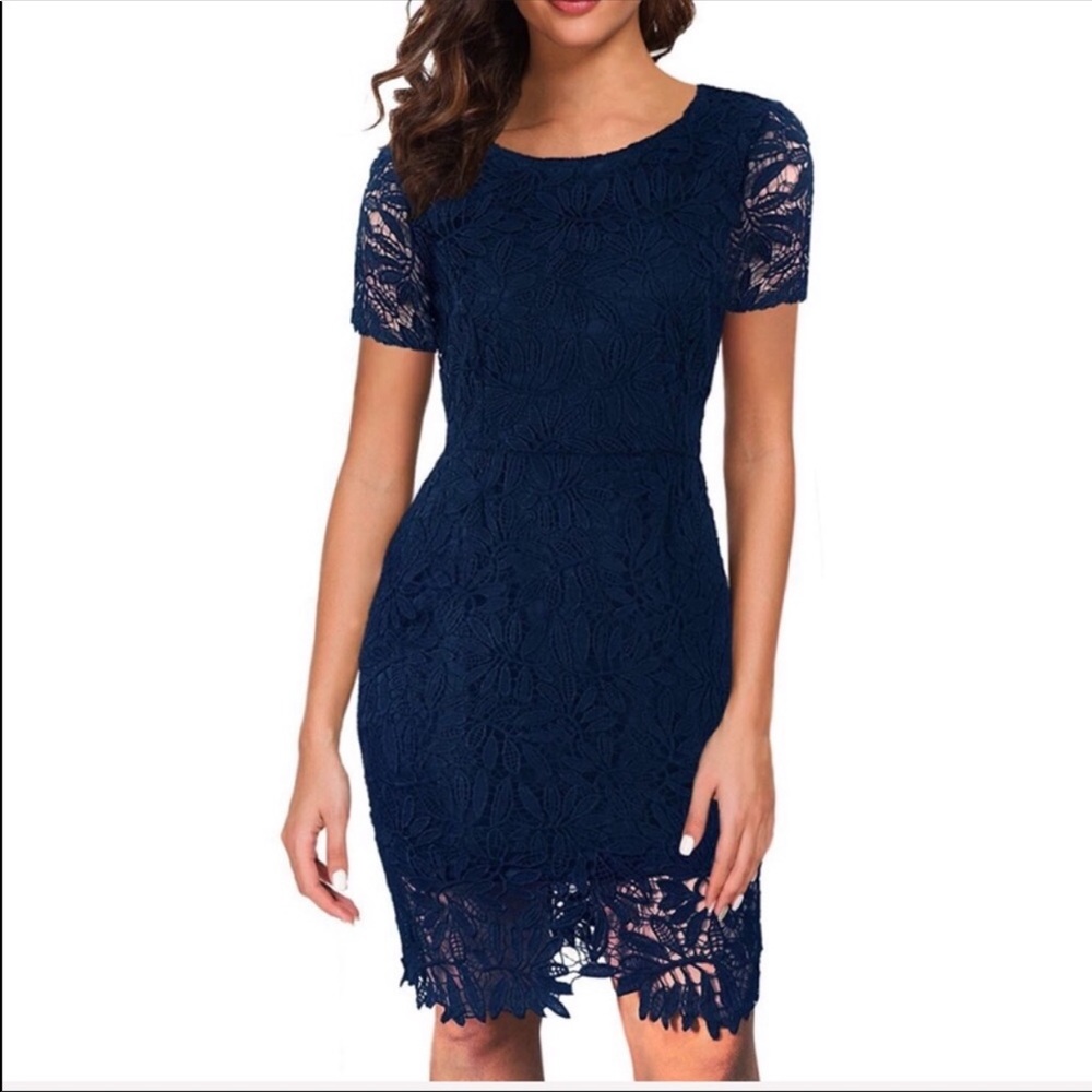 Navy lace cocktail dress NWT